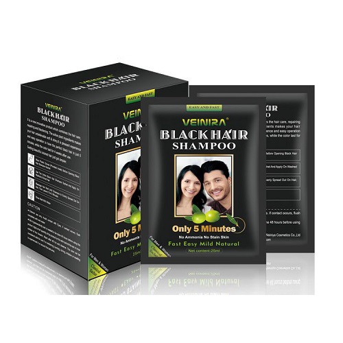 Veinira 12X Black Hair Colour Shampoo (25ml X 10 Sachet) - 1 dozen